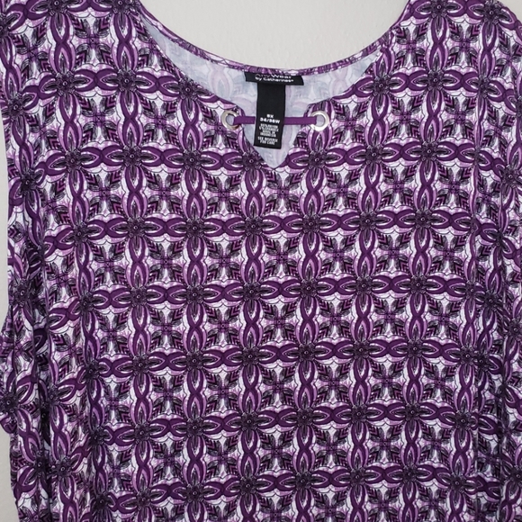 CUTE Cool Purple White Sleeveless Shell blouse Top - Picture 4 of 6